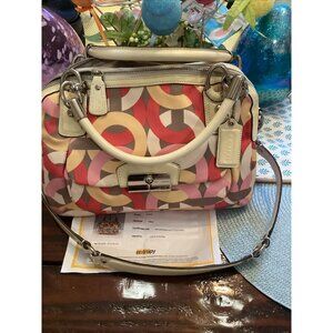 COACH KRISTIN CHAIN LINK PRINT DOUBLE ZIP SATCHEL Bag F22744 Handbag Purse COA